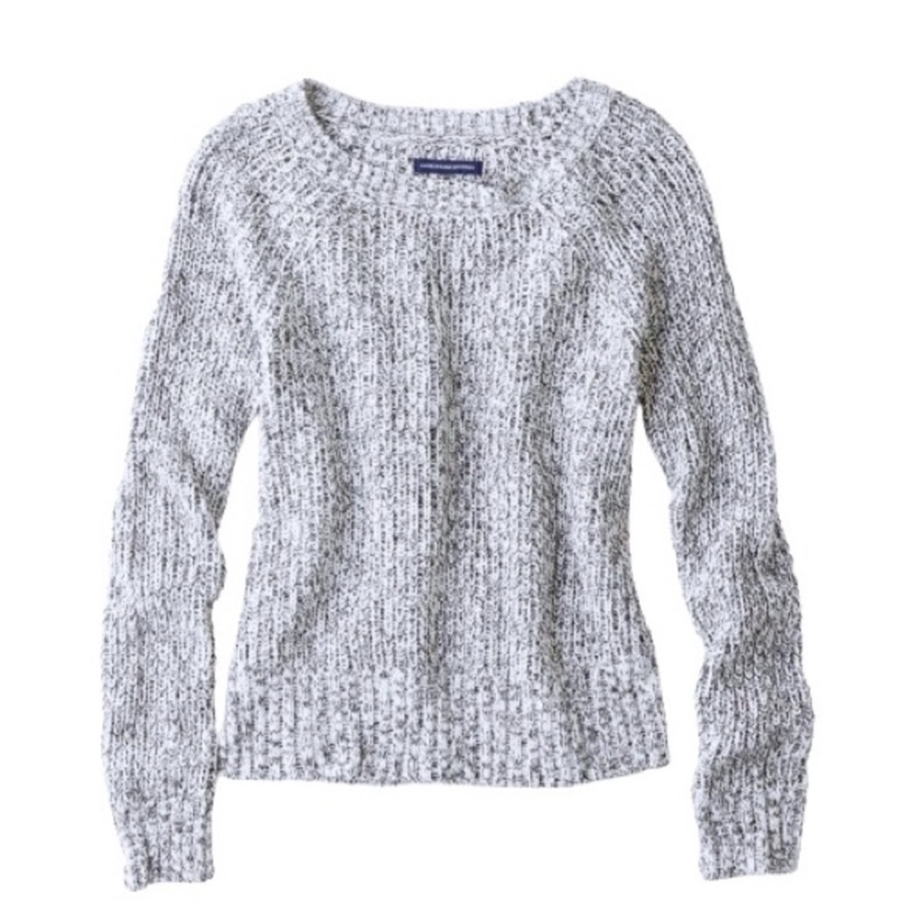 American Eagle Grey Marled Cable Knit Sweater